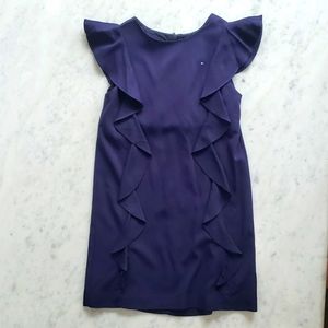 Tommy Hilfiger girls ruffled navy dress